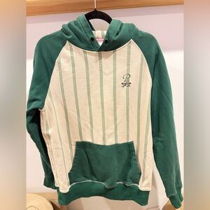 Barstool Golf Fore Play Floral "B" Hoodie - Green & Cream Pinstripe - S